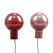 Mini bolas navideñas alambre vidrio burdeos rosa Ø2cm 140ud