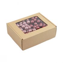 Artículo Mini bolas navideñas alambre vidrio burdeos rosa Ø2cm 140ud