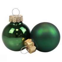 Mini bolas navideñas cristal verde brillante/mate Ø2,5cm 20p