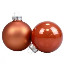 Artículo Mini bolas navideñas de cristal bolas de cristal rojo-marrón Ø4cm 24ud