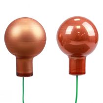 Mini bolas navideñas sobre alambre de cristal rojo naranja 2,5cm 140p