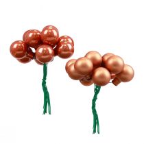 Artículo Mini bolas navideñas sobre alambre vidrio rojo naranja Ø2cm 140 piezas