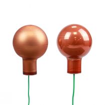 Mini bolas navideñas sobre alambre de cristal rojo naranja Ø2cm 140p