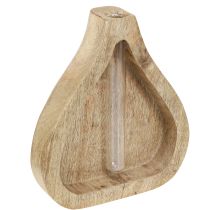 Artículo Mini jarrón tubo de ensayo de vidrio decoración de madera transparente natural H17cm 2 piezas