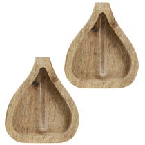 Artículo Mini jarrón tubo de ensayo de vidrio decoración de madera transparente natural H17cm 2 piezas