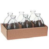 Artículo Mini jarrones bulbosos decorativos de cristal teñido de azul H12cm 6 uds