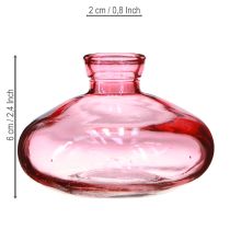 Artículo Mini jarrones de cristal bulbosos planos teñidos de rosa Ø9cm H6cm 6 uds