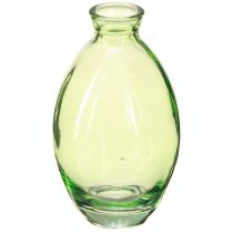 Artículo Mini jarrones de cristal con forma de bulbo, de color verde, 12 cm de alto, 6 unidades