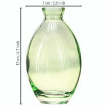 Artículo Mini jarrones de cristal con forma de bulbo, de color verde, 12 cm de alto, 6 unidades