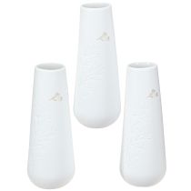 Artículo Jarrón de porcelana blanco con motivo dorado – Elegante florero en juego de 3 H12cm 3 uds.