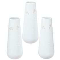 Artículo Jarrón de porcelana blanco con motivo dorado – Elegante florero en juego de 3 H12cm 3 uds.