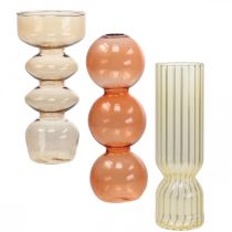 Mini jarrones de vidrio jarrones de vidrio decorativos de colores H15.5-17cm Juego de 3