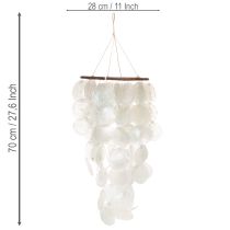 Artículo Móvil de campanillas de viento de concha de Capiz, redondo, de 70 cm de largo, para balcón o jardín.