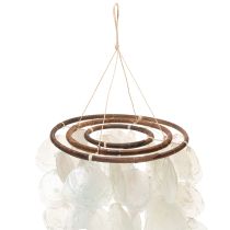 Artículo Móvil de campanillas de viento de concha de Capiz, redondo, de 70 cm de largo, para balcón o jardín.