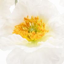 Artículo Amapola artificial, blanca, tallo largo, 78 cm, 3 unidades