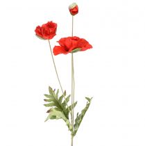 Artículo Flor de jardín decorativa amapola con 3 flores roja L 70 cm