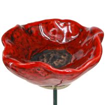 Artículo Flor decorativa de cerámica amapola plug rojo amapola 5cm 8uds