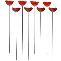 Artículo Flor decorativa de cerámica amapola plug rojo amapola 5cm 8uds