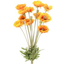 Artículo Ramo de flores artificiales de amapola decorativa naranja 78cm 6 piezas