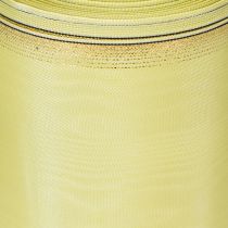 Artículo Cinta de moiré para coronas, 150 mm, 25 m, color verde claro con borde dorado, para floristería y decoración.