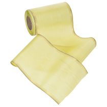 Artículo Cinta de moiré para coronas, 150 mm, 25 m, color verde claro con borde dorado, para floristería y decoración.