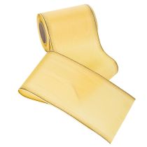Artículo Cinta de moiré para corona, amarilla con ribete dorado, 125 mm x 25 m - Cinta de luto de alta calidad, cinta decorativa, cinta para lazo.