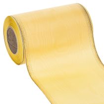 Artículo Cinta decorativa de moiré para coronas, amarilla con ribete dorado, cinta floral decorativa, acetato/poliéster, 150 mm x 25 m