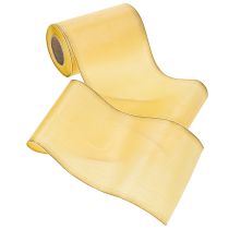 Artículo Cinta decorativa de moiré para coronas, amarilla con ribete dorado, cinta floral decorativa, acetato/poliéster, 150 mm x 25 m