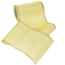 Artículo Cinta de moiré para coronas, verde claro con borde dorado, 175 mm x 25 m, decoración de alta calidad para floristería.