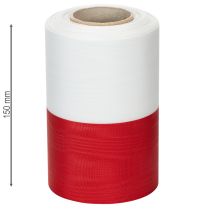 Artículo Cinta de corona de muaré, cinta de luto blanco-rojo, cinta decorativa de 150 mm, cinta conmemorativa de luto flor, tafetán de acetato de 25 m