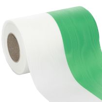 Artículo Cinta decorativa de moiré verde-blanco de 150 mm, cinta para lazo, tafetán de calidad de 25 m.