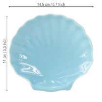 Artículo Plato de concha cuenco marítimo cerámica azul blanco 14cm 3 piezas