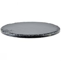Artículo Plato de pizarra natural bandeja piedra redonda negro Ø30cm 2uds