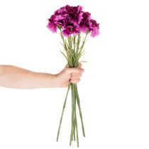Artículo Clavel artificial, bicolor, tallo largo de 56 cm, ramo de 8 unidades.
