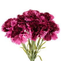 Artículo Clavel artificial, bicolor, tallo largo de 56 cm, ramo de 8 unidades.