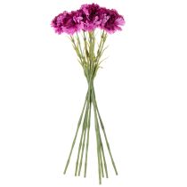 Artículo Clavel artificial, bicolor, tallo largo de 56 cm, ramo de 8 unidades.