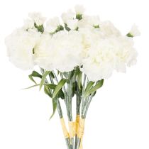 Artículo Claveles artificiales, blancos, 40 cm, 4 unidades