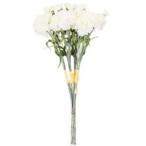 Artículo Ramo de claveles artificiales, flores artificiales blancas, decoración, 4 ramos