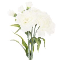 Artículo Ramo de claveles artificiales, flores artificiales blancas, decoración, 4 ramos