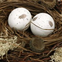Nido de Pascua con huevos naturaleza artificial, decoración de mesa de Pascua blanca Ø19cm