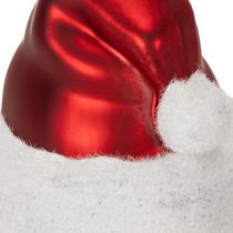 Artículo Adorno navideño de cristal con forma de gorro de Papá Noel, 8 cm, 6 unidades