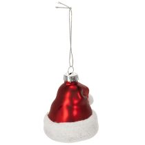 Artículo Adorno navideño de cristal con forma de gorro de Papá Noel, 8 cm, 6 unidades