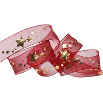 Cinta decorativa organza con motivo estrella 25mm 20m