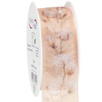 Artículo Cinta de organza flores de algodón cinta decorativa rosa 40mm 15m