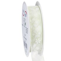 Artículo Cinta de organza, floral, para regalo, verde, 25 mm, 18 m