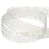 Artículo Cinta de organza, floral, para regalo, verde, 25 mm, 18 m