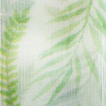 Artículo Cinta de organza, cinta de gasa, verde con zarcillos de hojas, 40 mm de ancho, 15 m de largo