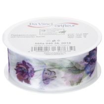 Artículo Cinta de organza, cinta de gasa, tulipanes loro, morado, 40 mm, 18 m