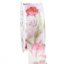 Artículo Cinta de organza cinta de gasa loro tulipanes rojo 40mm 18m