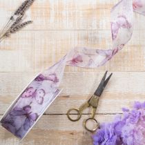 Artículo Cinta de organza, cinta de gasa, mariposas, morado, 40 mm, 18 m